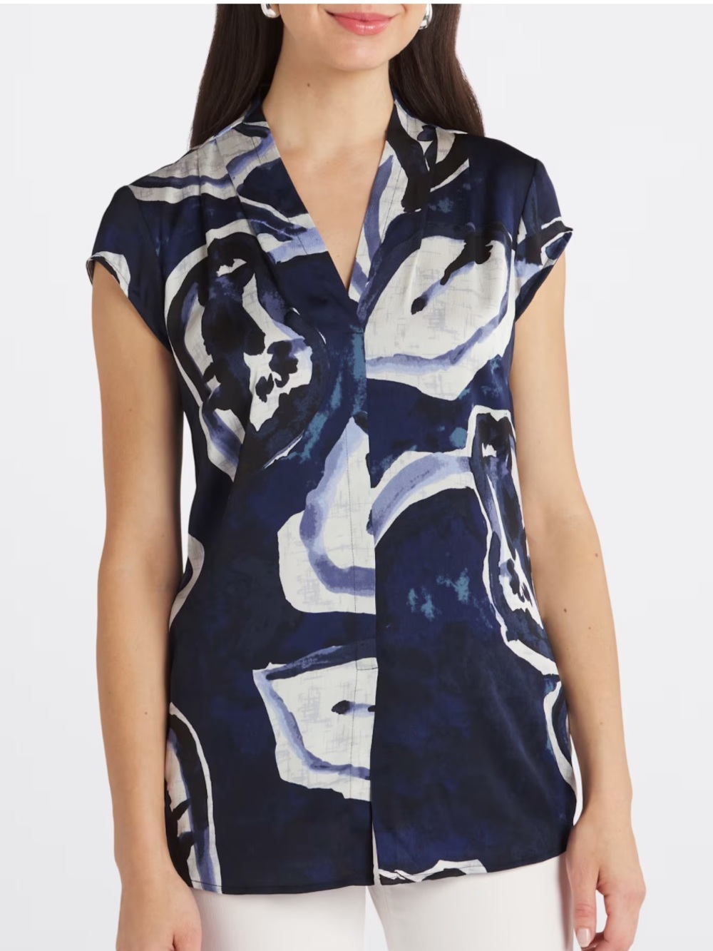 New NIC+ZOE Watercolor Vines Split Neck Top